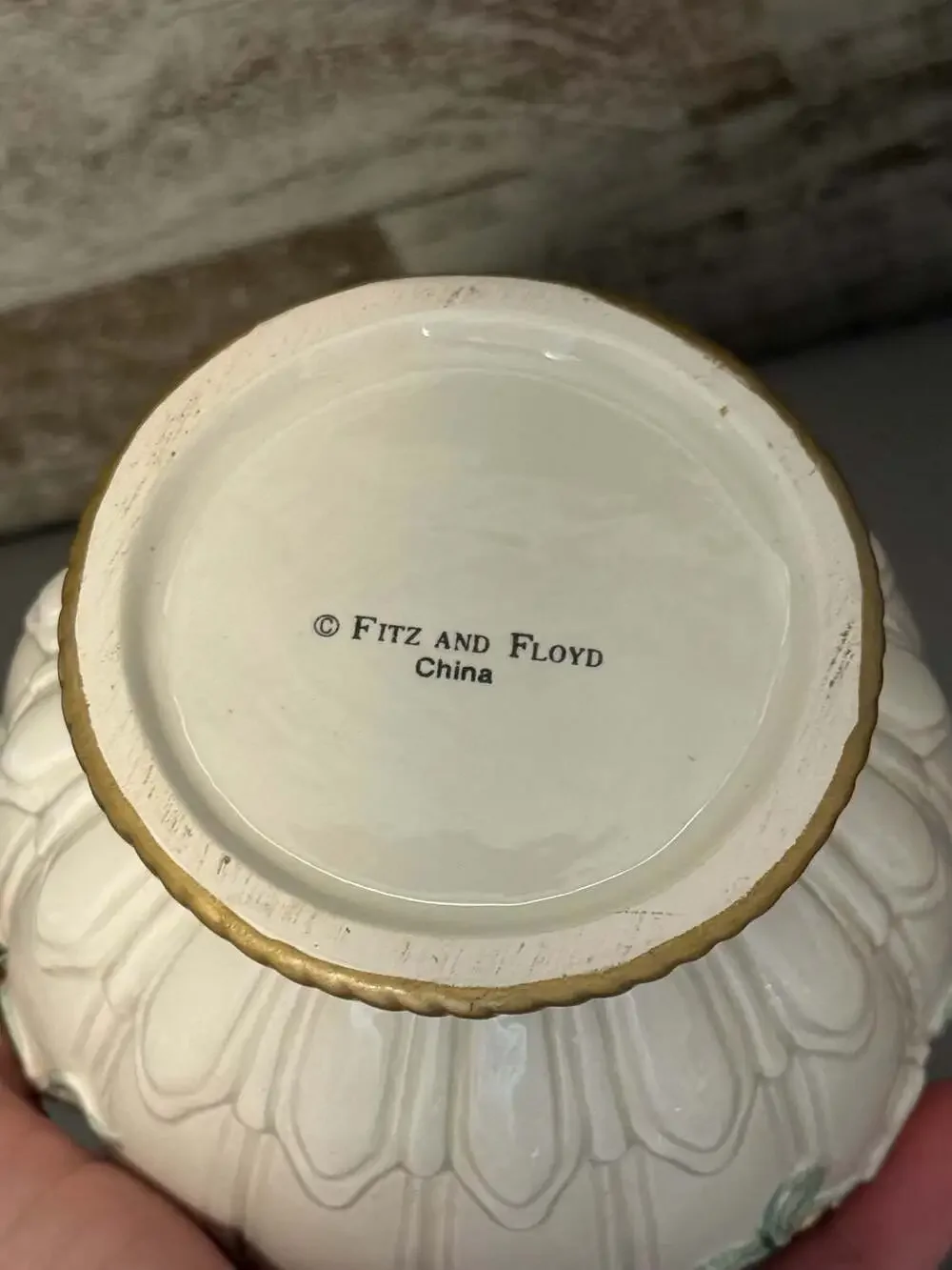 Fitz and Floyd Ceramic Lidded Candy Dish - Roses & Berries Design